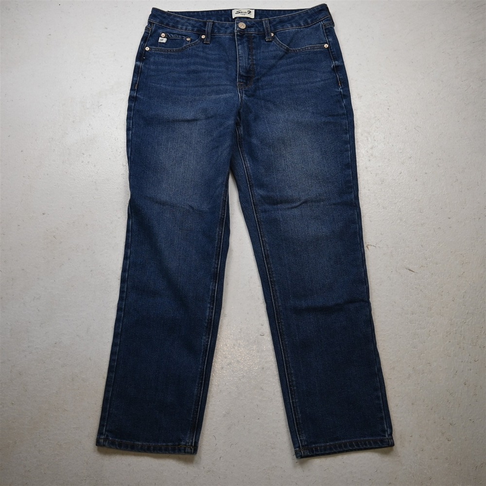 Seven7 8 High Rise Straight Dark Stretch Denim Womens Jeans